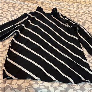 Who What Wear Diagonal Striped Blouse in Black and White